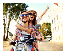 Young couple on motorcycle