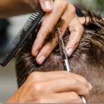 man getting haircut